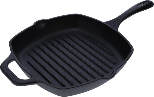 Victoria Cast Iron Grill Pan. Square Grill Pan, Seasoned with 100% Kosher Certified Non-GMO Flaxseed Oil, Black